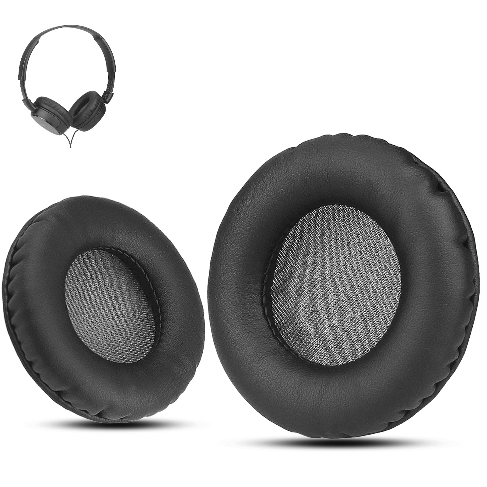 Krone Kalpasmos Earpads for Sony Headphones - 75mm Replacement Ear Cushions for Audio Technica ATH S200BT, Sony MDR-NC6, AKG K518LE, JVC, Philips, Fostex, Pioneer On-Ear Headphones, Black & Gray