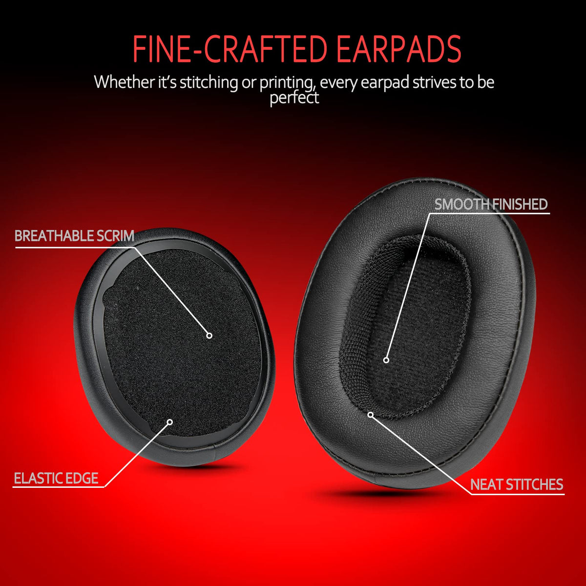 Krone Kalpasmos QuickFit Replacement Earpads for Skullcandy Crusher Evo, Crusher Wireless, Crusher ANC, Hesh 3, Hesh Evo, Noise-Isolating Memory Foam Ear Cushions, Headset Earpads, Black