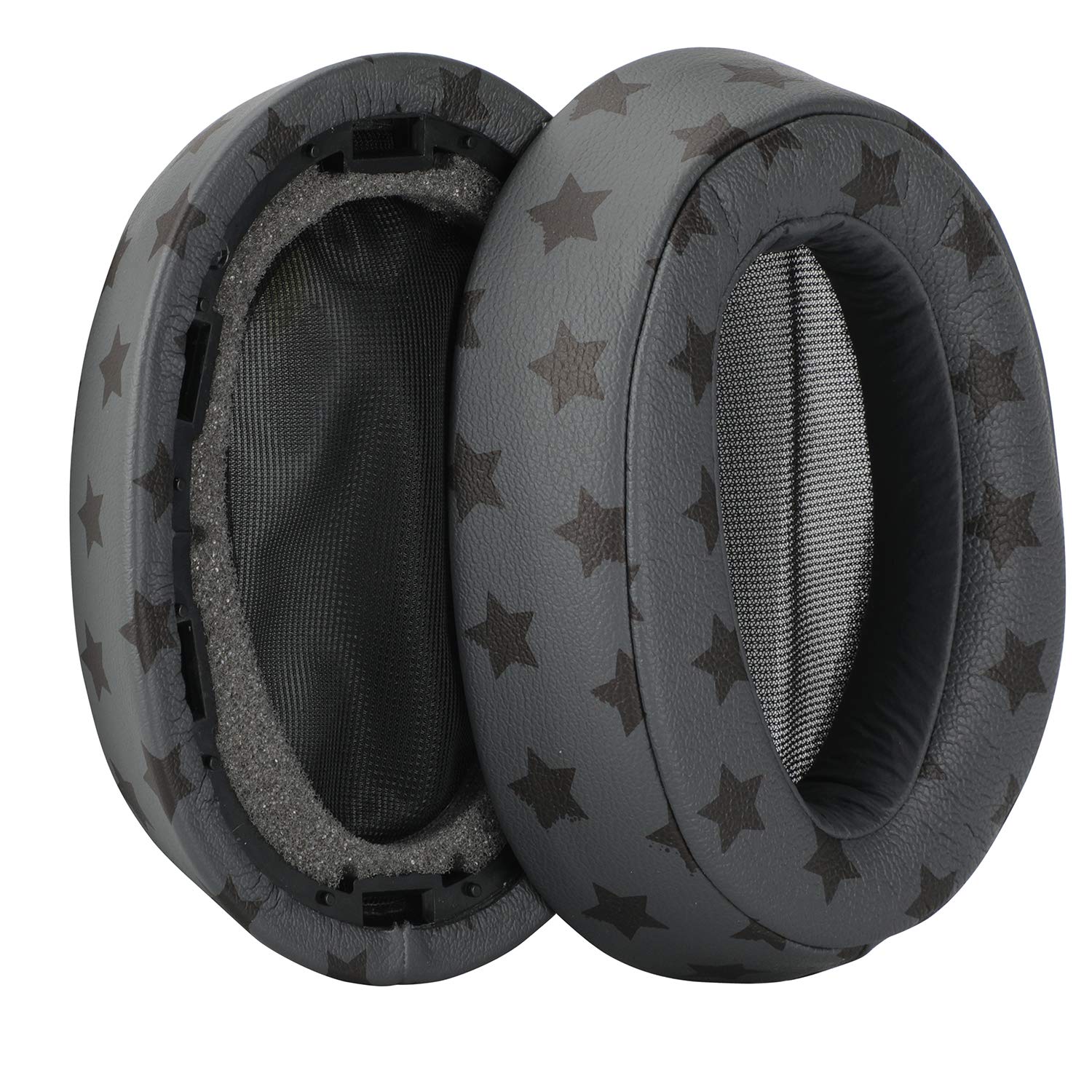 Krone Kalpasmos Replacement Earpads for Sony WH-H900N H.Ear On 2, Compatible with Sony MDR-100ABN Headphones, Protein Leather Memory Foam Cushion Sony Headset Repair Part, Star Pattern Grey