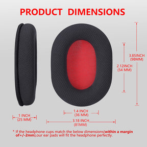 Krone Kalpasmos Breathable Fabric Replacement Earpads for Turtle Beach Stealth 700/600/520,Audio Technica Replacement Earpads for ATH-M50X/M40X/M30X & More, Cushion Replace for Headphones-Red