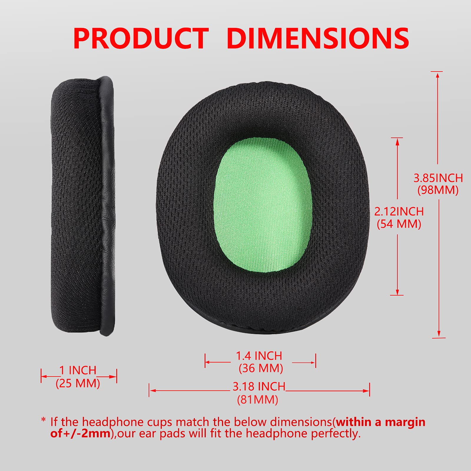 Krone Kalpasmos Breathable Fabric Replacement Earpads for Turtle Beach Stealth 700/600/520,Audio Technica Replacement Earpads for ATH-M50X/M40X/M30X - Green