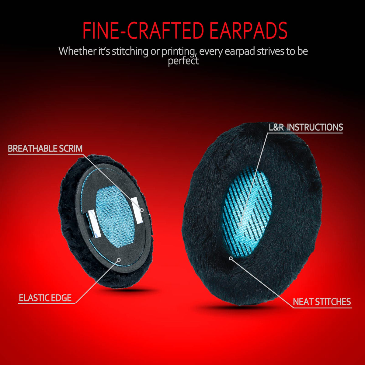 Professional Ear Pads for Bose , Memory Foam & White Fur, Ear Cushions for Winter, by Krone Kalpasmos - White