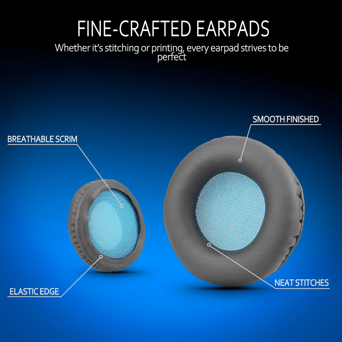 Universal Replacement Ear Pads for Sony MDR-NC6/Audio Technica S200BT/, Many Other 75MM Round On-Ear Headphones(List Inside), By Krone Kalpasmos Black